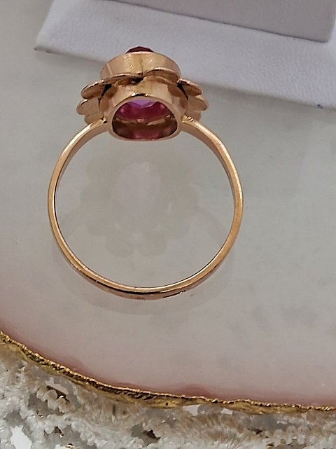 Кольцо из красного золота с корундом (33633522) 6