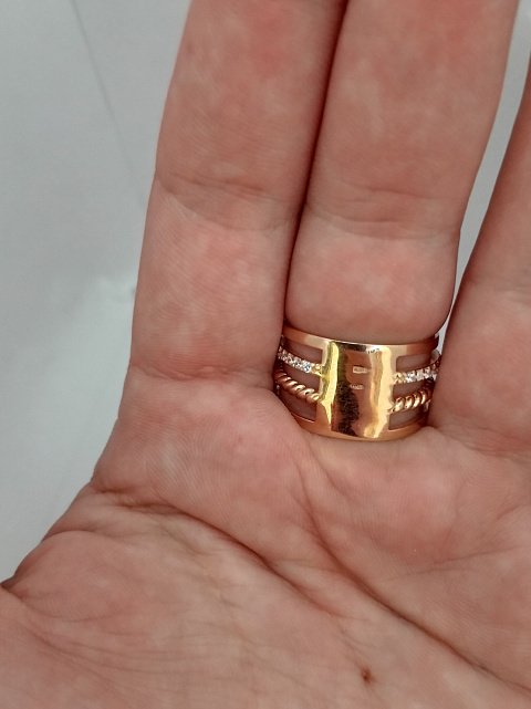 Кольцо из красного золота с цирконием (31961321) 3