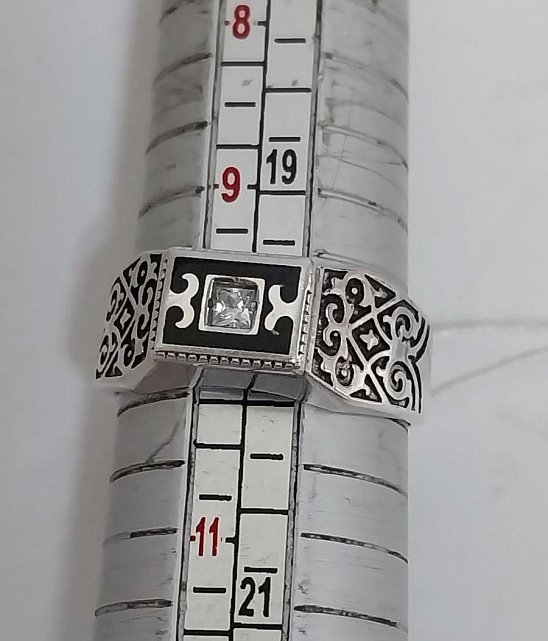 Серебряный перстень с эмалью и цирконием (33025397) 2