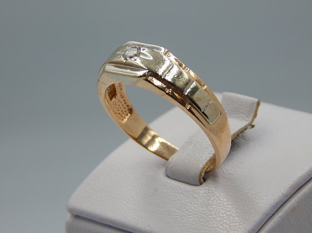 Кольцо из красного и белого золота с цирконием (32789327) 2