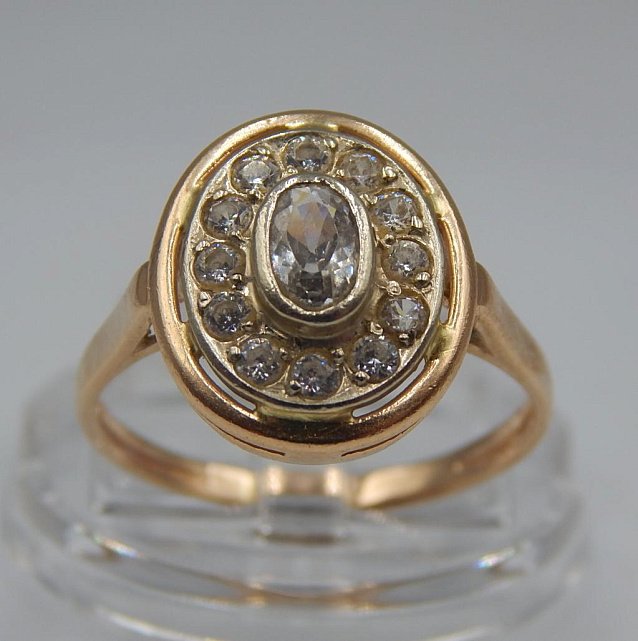 Кольцо из красного и белого золота с цирконием (33683720) 0