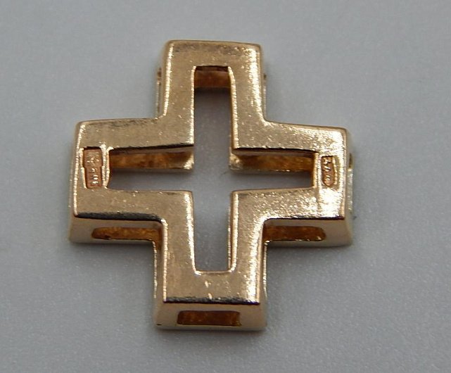 Підвіс-хрест з червоного та білого золота (33945621) 2