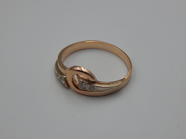 Кольцо из красного и белого золота с цирконием (31574824) 3