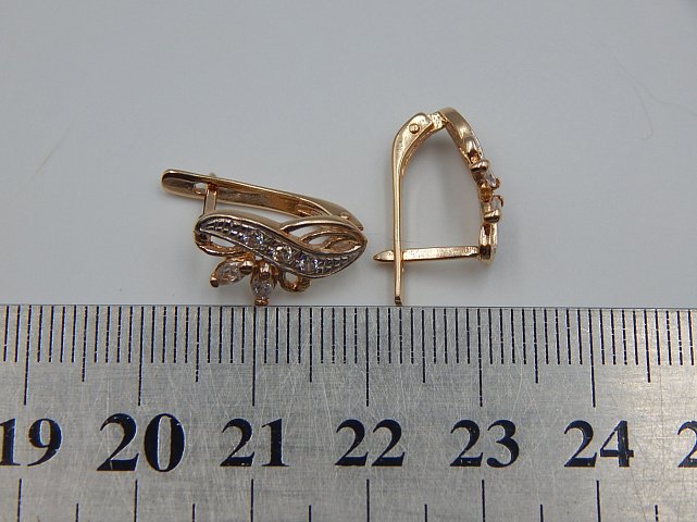 Сережки з червоного та білого золота з цирконієм (33665997) 3