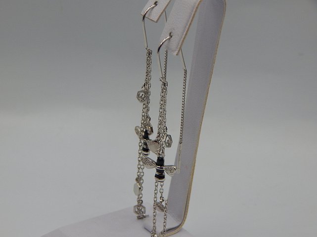 Срібні сережки з емаллю та цирконієм (33015116) 4