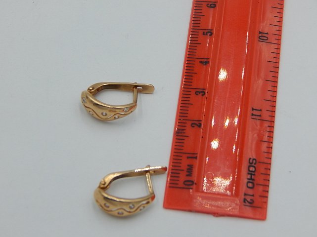 Сережки з червоного золота з цирконієм (28556128) 3