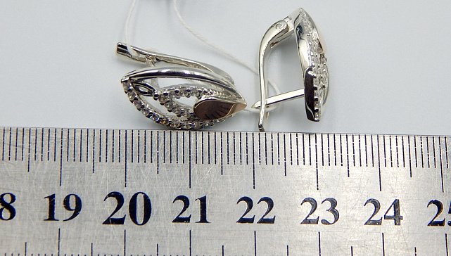 Серебряные серьги с позолотой и цирконием (31618597) 5