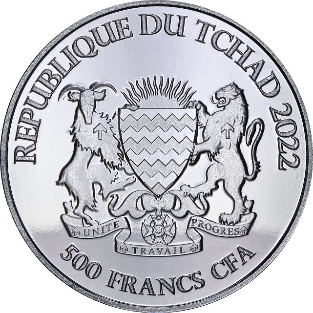 Серебряная монета 1oz Волкодав Кельтские животные 500 франков КФА 2022 Чад (29128364) 7