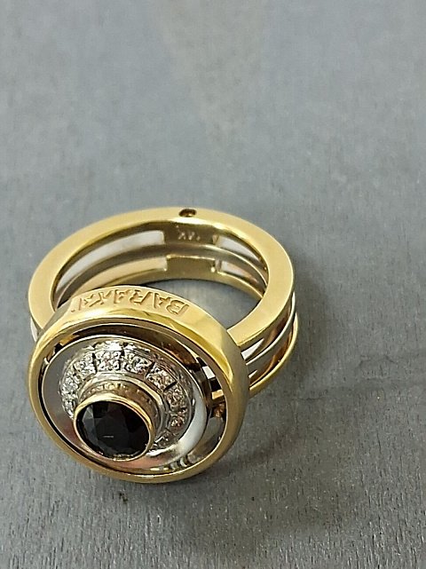Кольцо из желтого и белого золота с сапфиром и бриллиантом (-ми) (31783401) 5
