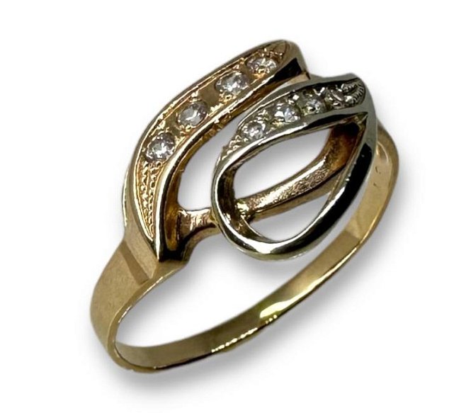Кольцо из красного и белого золота с цирконием (30486455)  0