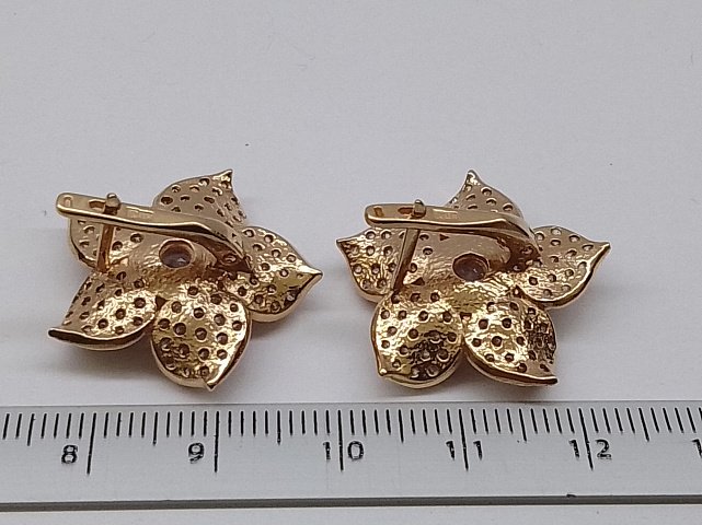 Сережки з червоного золота з цирконієм (33556331) 6