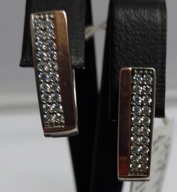 Серебряные серьги с позолотой и цирконием (30312414) 0