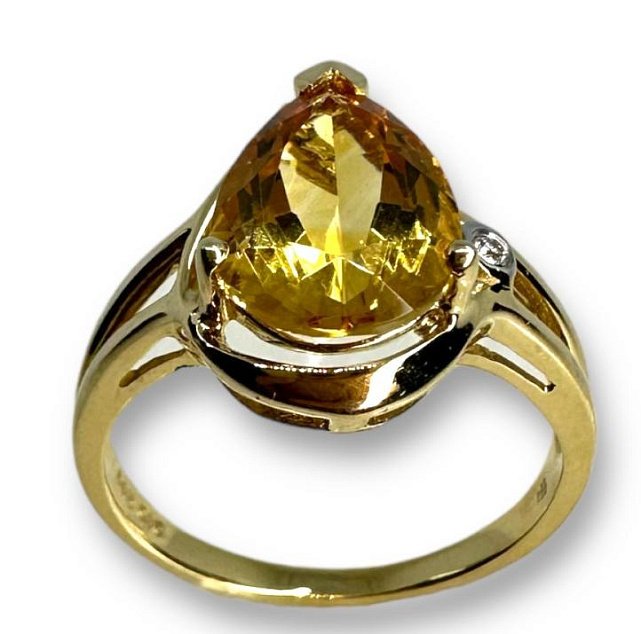 Кольцо из желтого и белого золота с раухтопазом и цирконием (31974446) 1