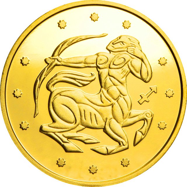Золотая монета 1/25oz Стрелец 2 гривны 2007 Украина (30730963) 0