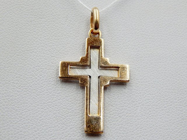 Підвіс-хрест з червоного та білого золота (32568189) 0
