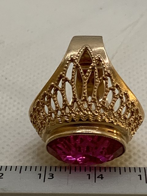 Кольцо из красного золота с цирконием (32562484)  4