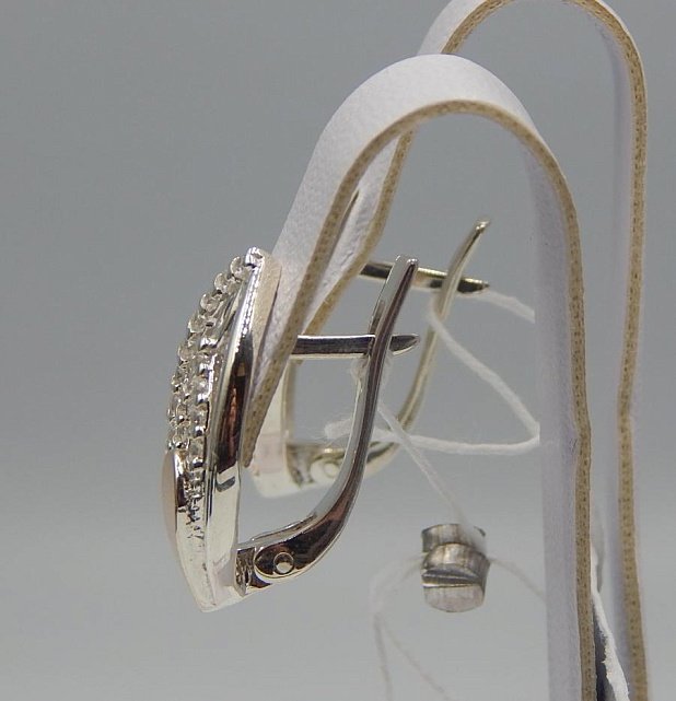 Срібні сережки з позолотою та цирконієм (31650417) 2