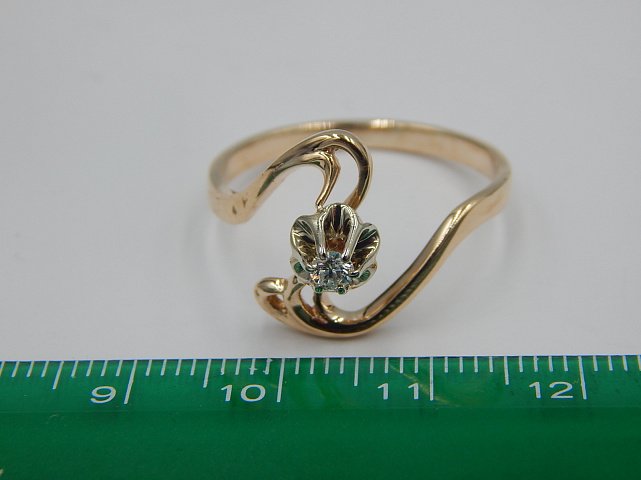 Кольцо из красного и белого золота с бриллиантом (-ми) (30964458) 4