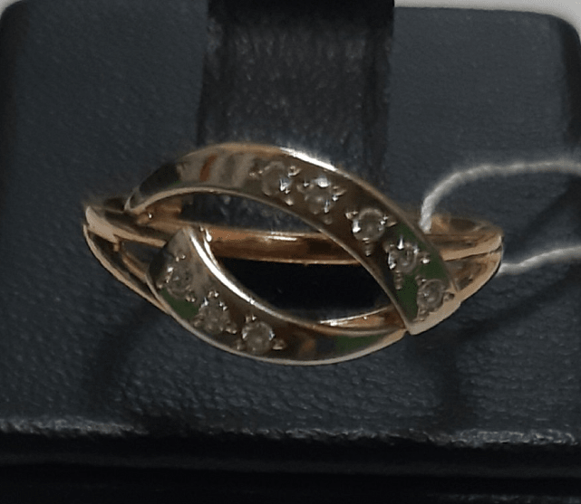 Кольцо из красного и белого золота с цирконием (30220578) 0