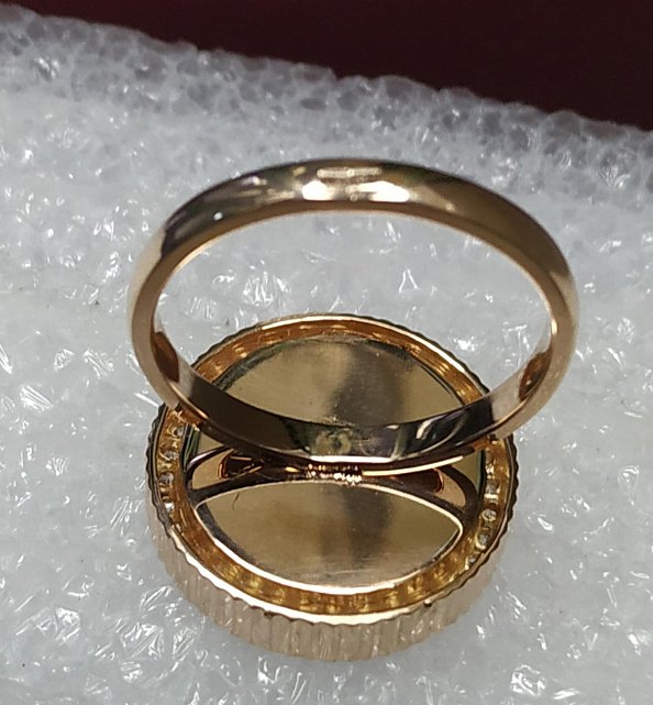 Кольцо из красного золота с ониксом, перламутром и цирконием(30488292) 4