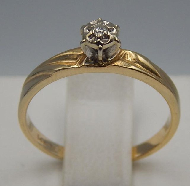 Кольцо из желтого и белого золота с бриллиантом (-ми) (31645737) 1