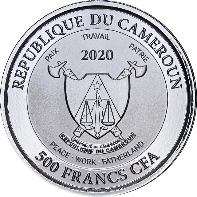 Серебряная монета 1oz Мандрил 500 франков КФА 2020 Камерун (29128133) 1