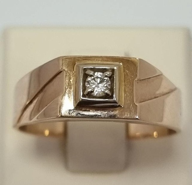 Перстень із червоного та білого золота з цирконієм (33872916) 0