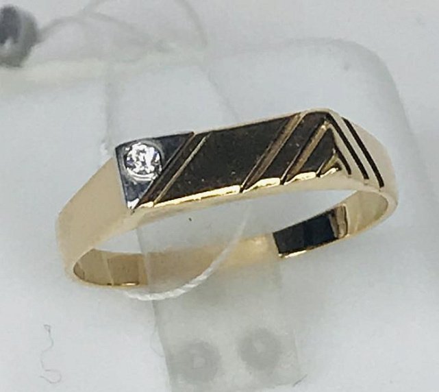Перстень из красного и белого золота с цирконием (33584317)  0