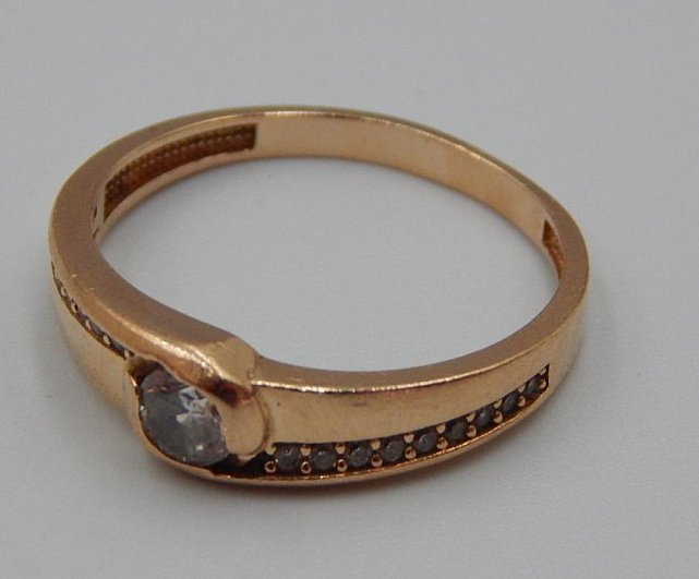 Кольцо из красного золота с цирконием (30808209) 4