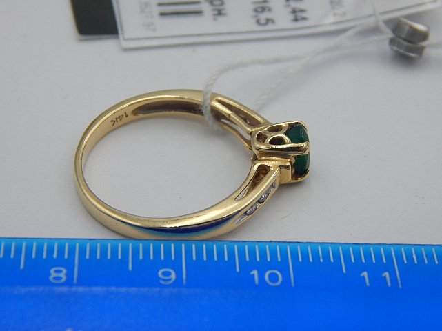 Кольцо из желтого золота с изумрудом и бриллиантом (-ми) (31163089) 5