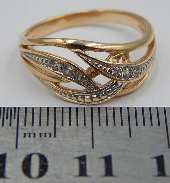 Кольцо из красного и белого золота с цирконием (29996857) 5