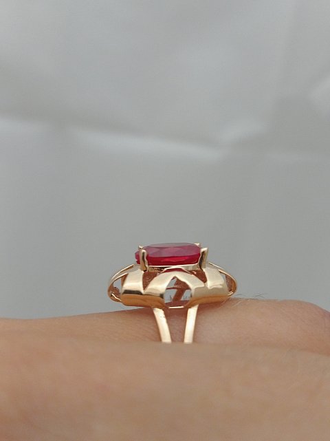 Кольцо из красного золота с цирконием (31959800) 3