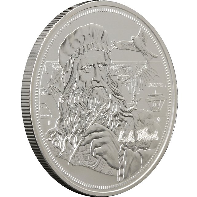 Серебряная монета 1oz Иконы Инноваций: Леонардо да Винчи 2 доллара 2021 Ниуэ (29128047) 2