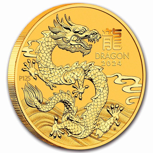 Золотая монета 1/10oz Год Дракона 15 долларов 2024 Австралия (32643903) 2