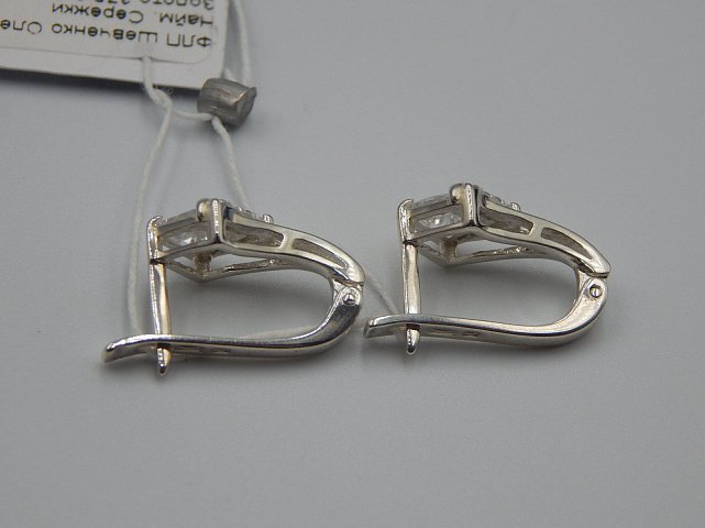 Серебряные серьги с позолотой и цирконием (31650353) 4