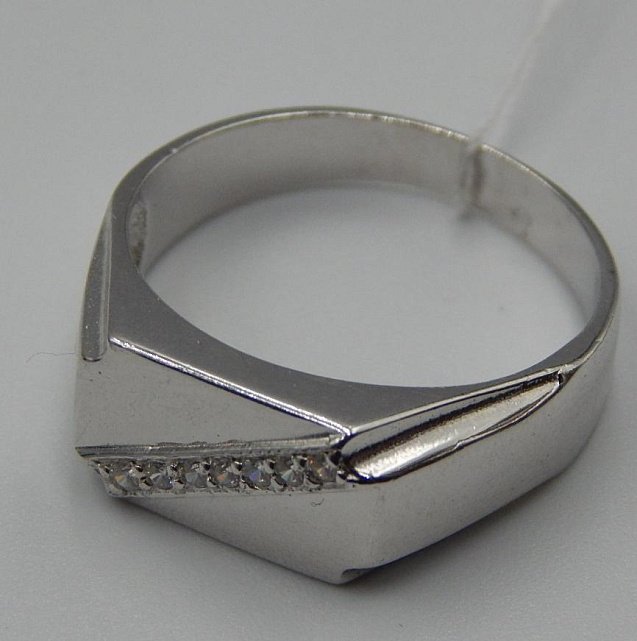 Серебряное кольцо с цирконием и позолотой (32550234) 2