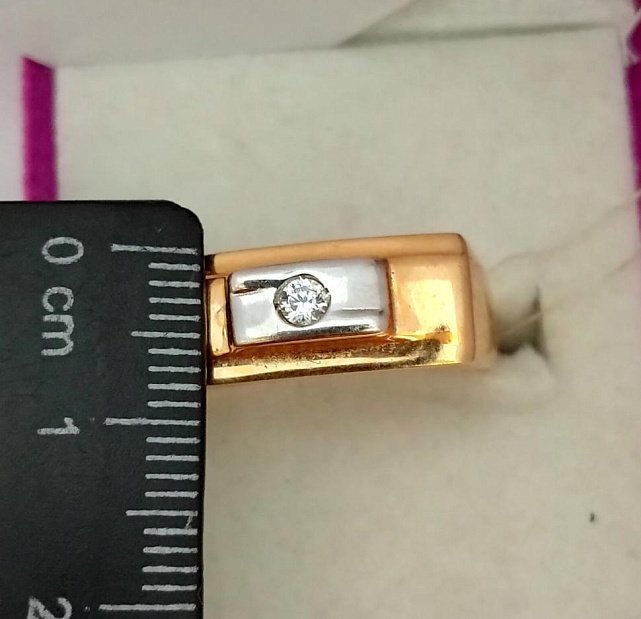 Перстень из красного и белого золота с цирконием (33697640) 1