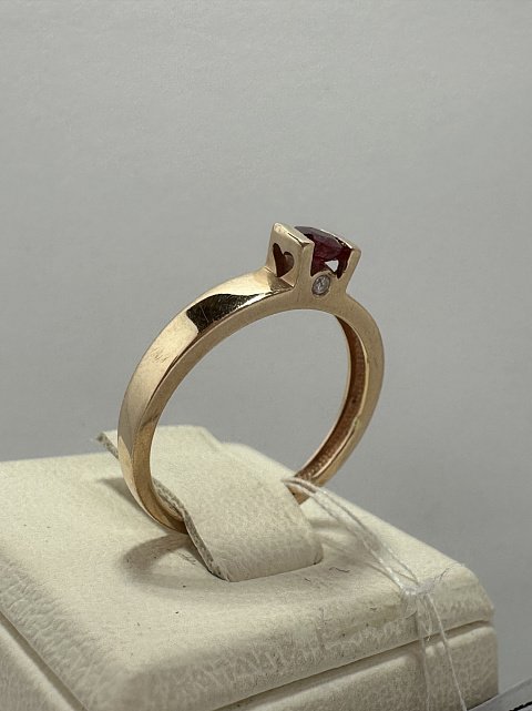 Кольцо из красного золота с рубином и бриллиантом (-ми) (33739742) 2