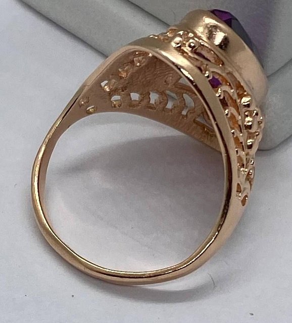 Кольцо из красного золота с корундом (30450543) 2