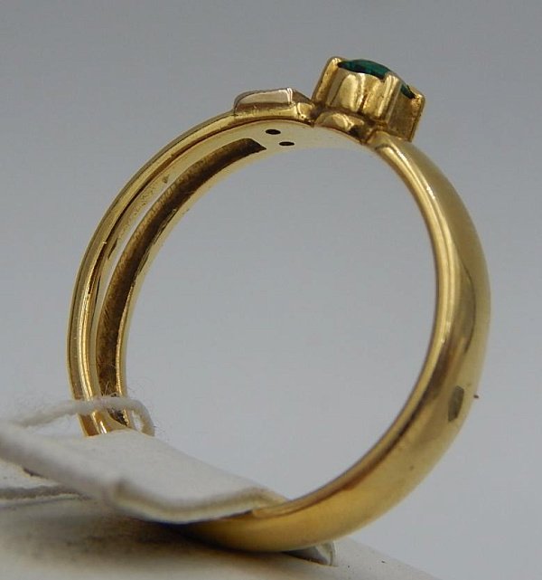 Кольцо из желтого и белого золота с изумрудом и бриллиантом (-ми) (28660130) 4