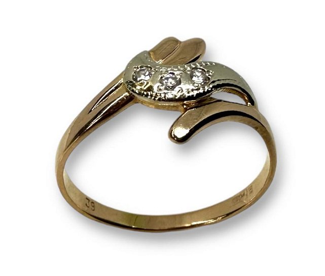 Кольцо из красного и белого золота с цирконием (30486380)  1