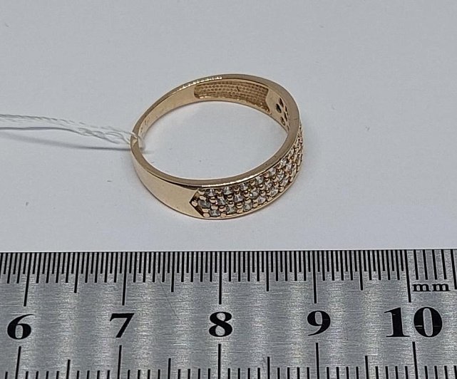 Кольцо из красного золота с цирконием (29281206) 3