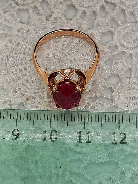 Кольцо из красного золота с корундом (33132363) 7