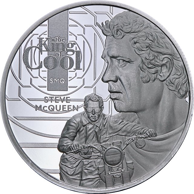 Серебряная монета 1oz Стив МакКуин: Король Крутизны 5 долларов 2021 Самоа (29128305) 1