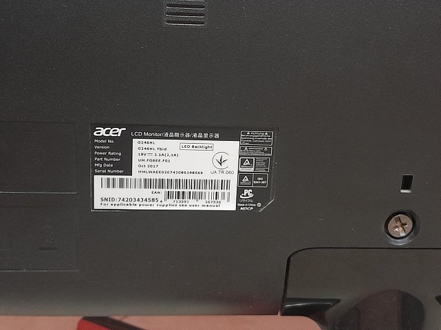 Монитор Acer G246HL Fbid 3