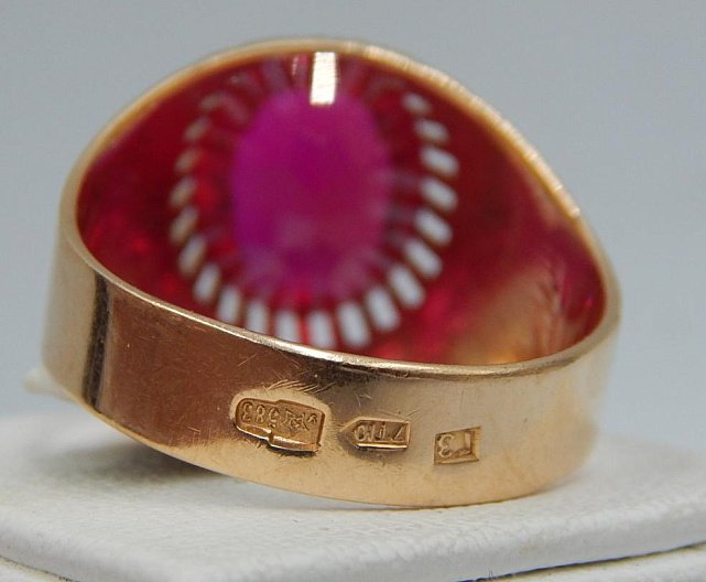 Кольцо из красного золота с корундом (28994060) 7
