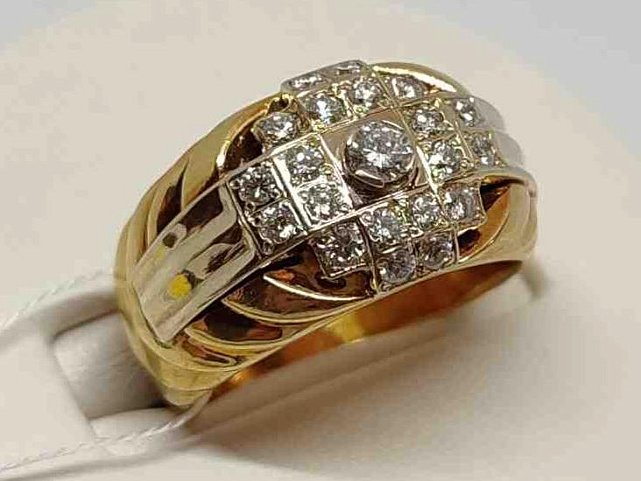 Перстень із жовтого та білого золота з діамантом (-ми) (28324480) 1