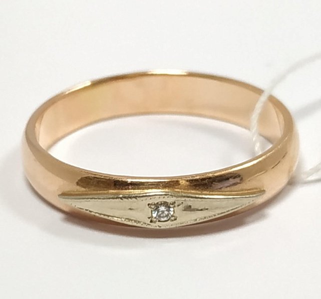 Обручальное кольцо из желтого и белого золота с бриллиантом (-ми) (33799780)  3