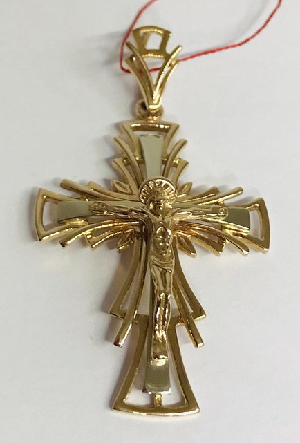 Підвіс-хрест із червоного та білого золота (30380999) 0