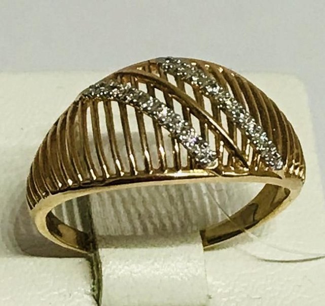Кольцо из красного и белого золота с цирконием (29899519) 1